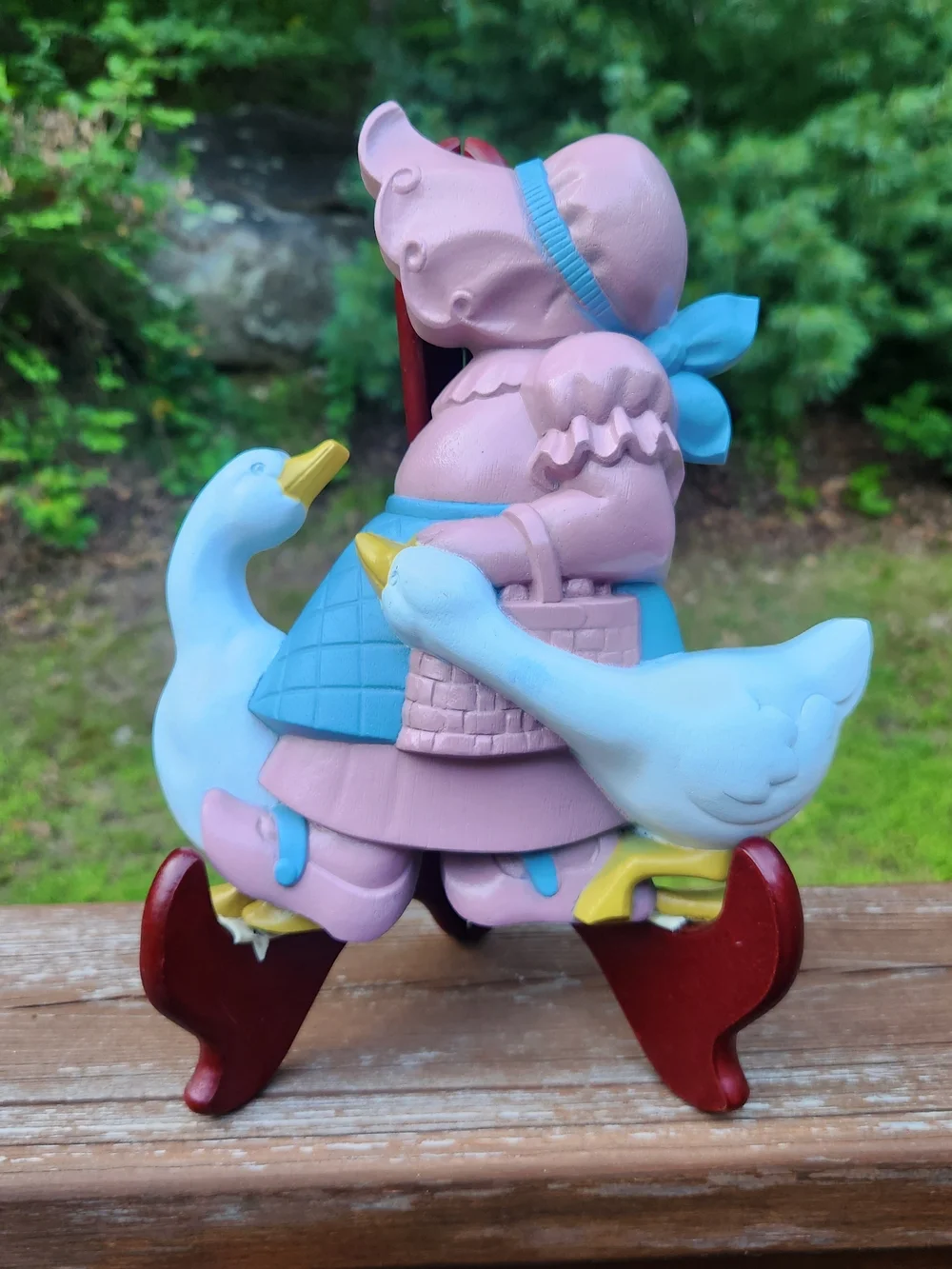 Burwood Pink & Blue Girl with Geese Plastic Wall Accent From 1988